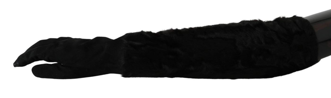 Dolce & Gabbana Schwarze Ellenbogenlange Fäustlinge aus Wildleder