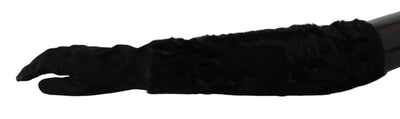 Dolce & Gabbana Schwarze Ellenbogenlange Fäustlinge aus Wildleder