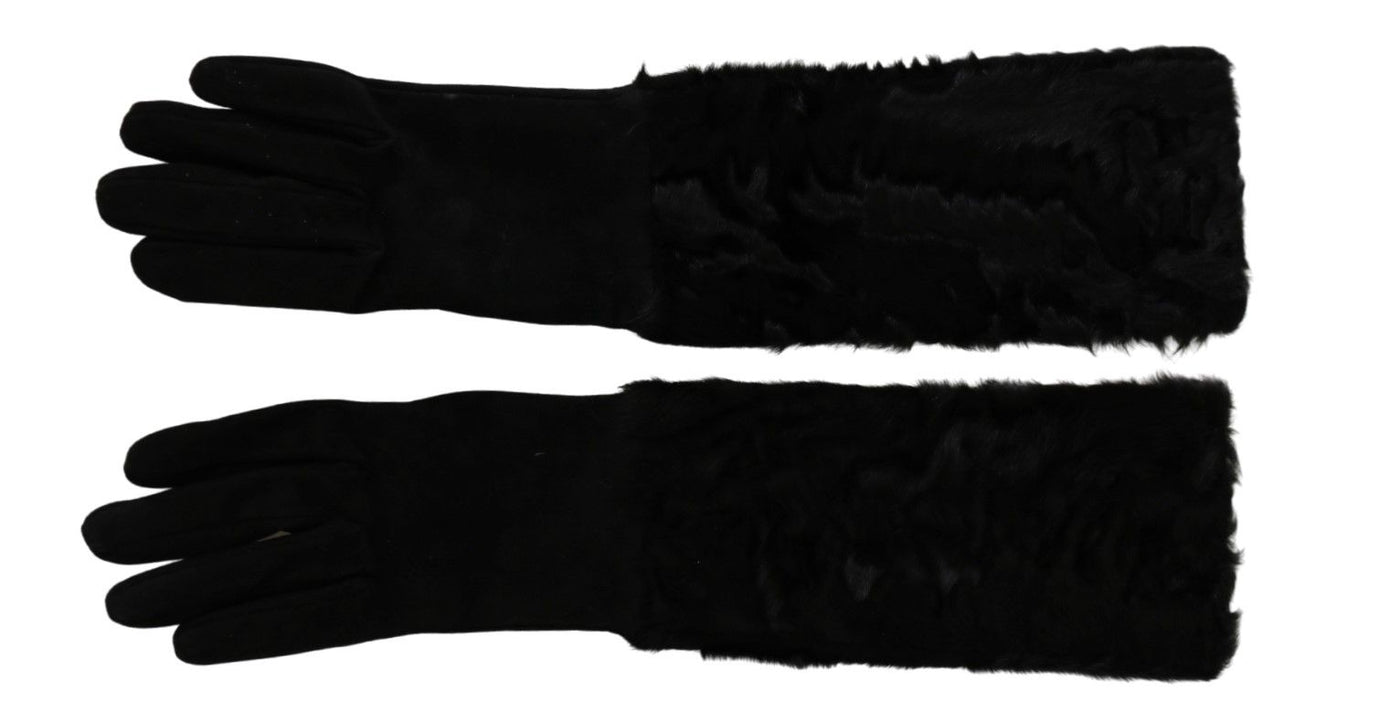 Dolce & Gabbana Schwarze Ellenbogenlange Fäustlinge aus Wildleder