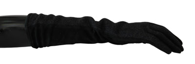 Dolce & Gabbana Schwarze graue Handschuhe mittlerer Armlänge Wollhandschuhe