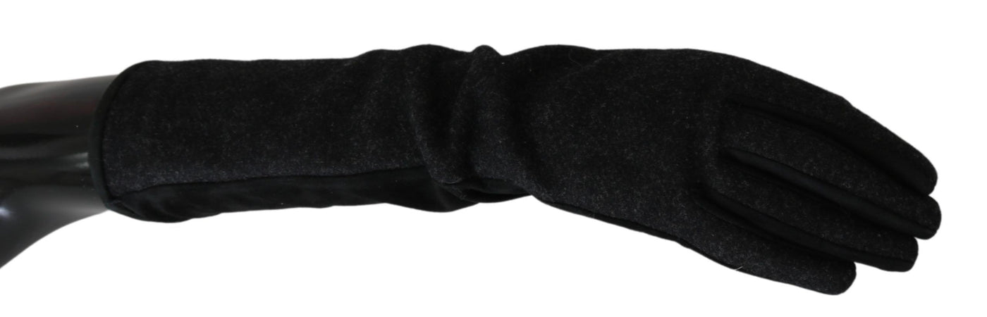 Dolce & Gabbana Schwarze graue Handschuhe mittlerer Armlänge Wollhandschuhe