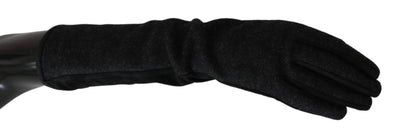 Dolce & Gabbana Schwarze graue Handschuhe mittlerer Armlänge Wollhandschuhe