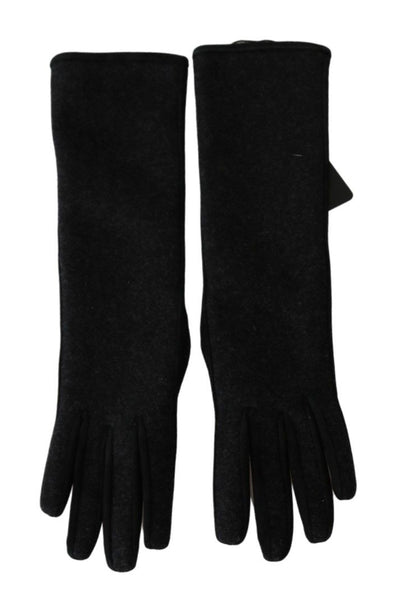 Dolce & Gabbana Schwarze graue Handschuhe mittlerer Armlänge Wollhandschuhe