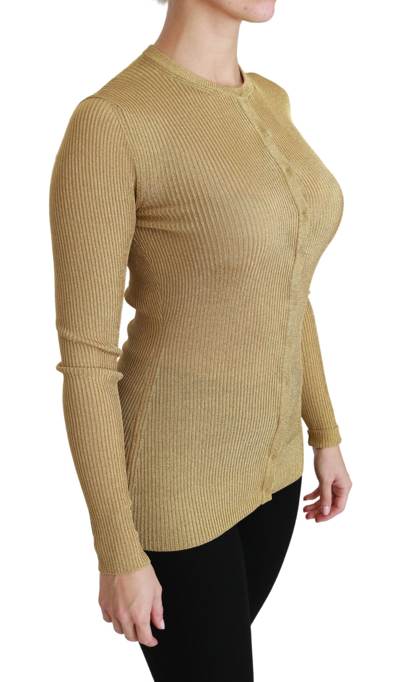 Dolce & Gabbana Gold Langarm Strickjacke Viskose Pullover