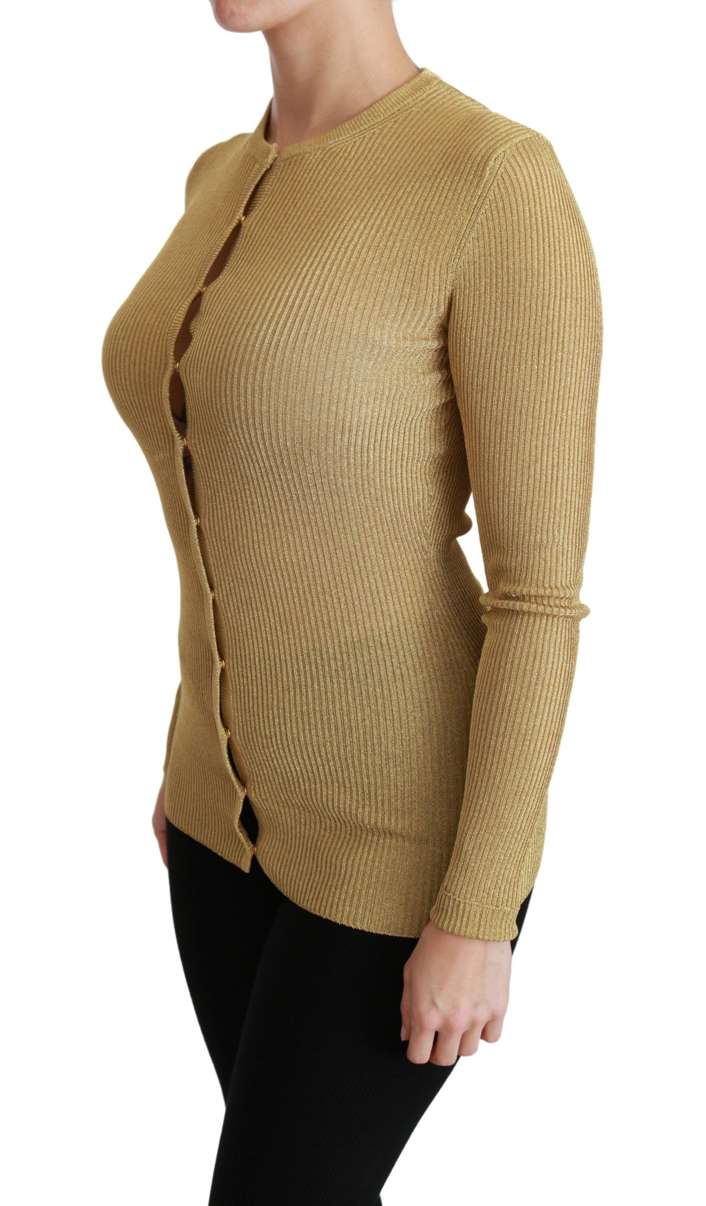 Dolce & Gabbana Gold Langarm Strickjacke Viskose Pullover