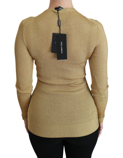 Dolce & Gabbana Gold Langarm Strickjacke Viskose Pullover