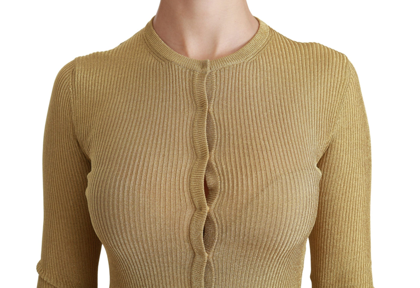 Dolce & Gabbana Gold Langarm Strickjacke Viskose Pullover