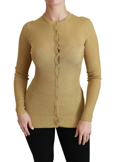 Dolce & Gabbana Gold Langarm Strickjacke Viskose Pullover