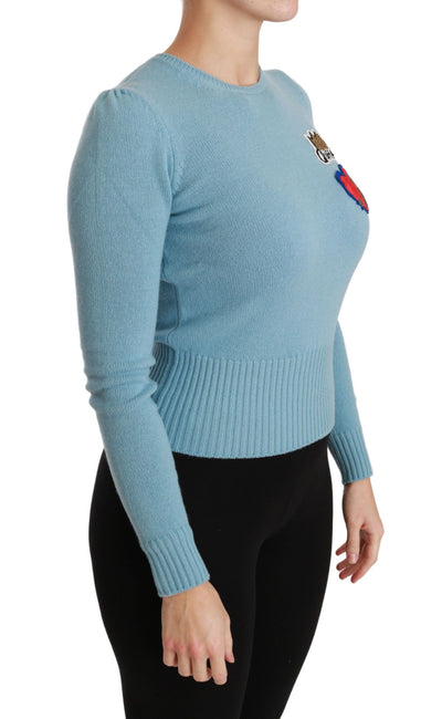 Dolce & Gabbana Blauer Pullover aus Wolle Queen Heart
