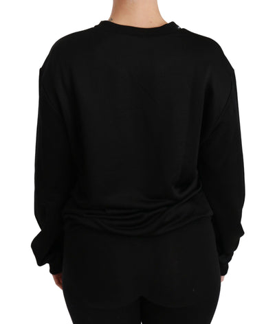 Dolce & Gabbana Schwarzer Pullover aus Baumwolle mit Rundhalsausschnitt