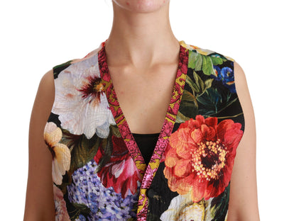 Dolce & Gabbana Multicolor Floral Ärmelloses Westenoberteil Vest