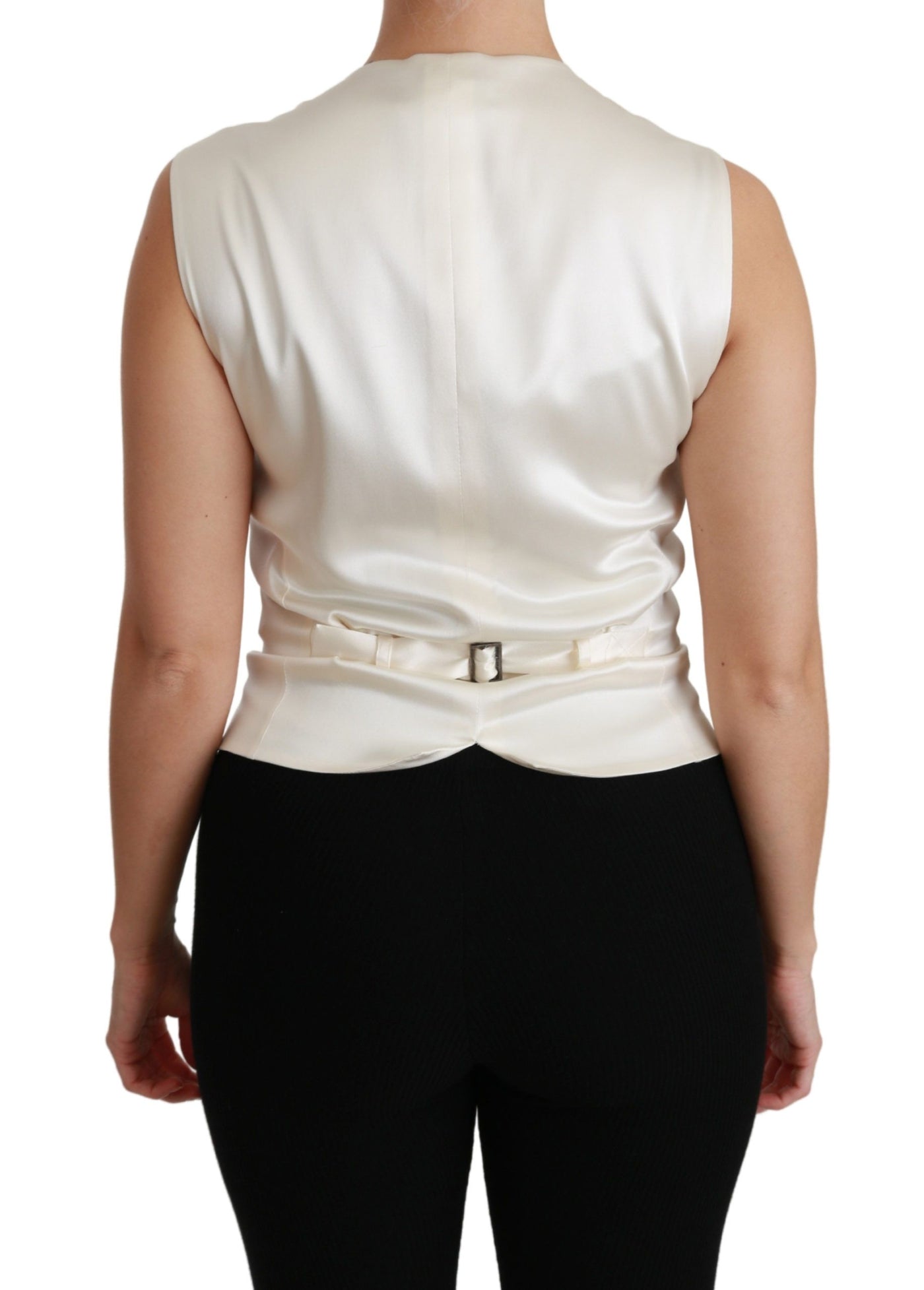 Dolce & Gabbana Weiße Weste Slim Vest Seidenoberteil