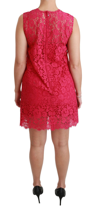 Dolce & Gabbana Rosa geblümtes Spitzen-Minikleid in Shiftform
