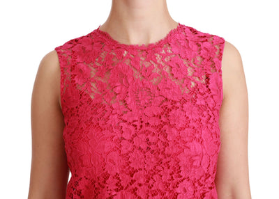 Dolce & Gabbana Rosa geblümtes Spitzen-Minikleid in Shiftform