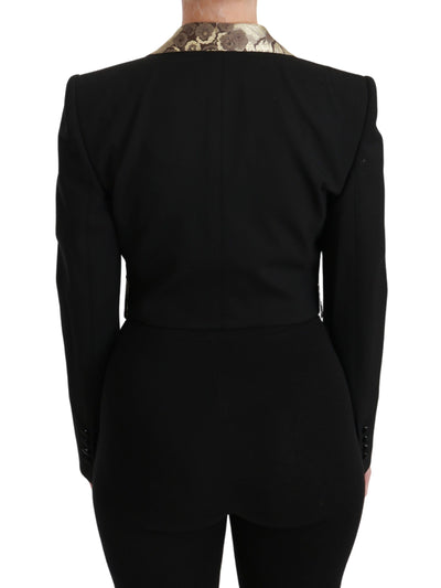Dolce & Gabbana Schwarze Jacquard-Weste Blazermantel Wolljacke