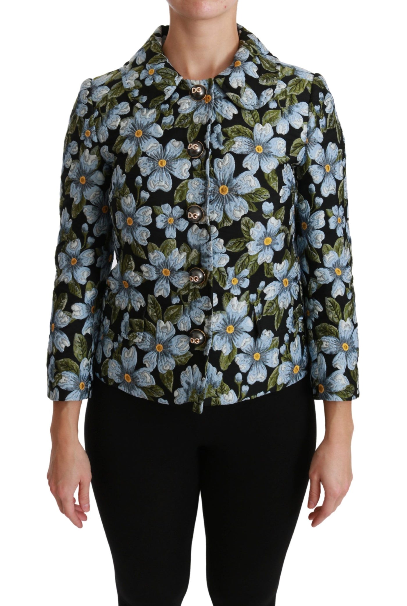Dolce & Gabbana Multicolor Floral Blazer Mantel Polyester Jacke