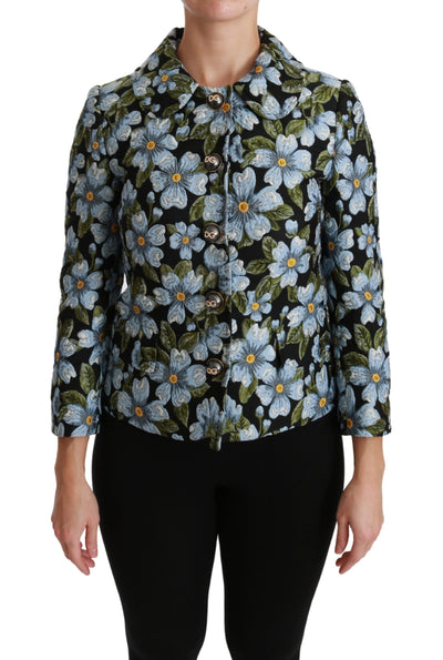 Dolce & Gabbana Multicolor Floral Blazer Mantel Polyester Jacke