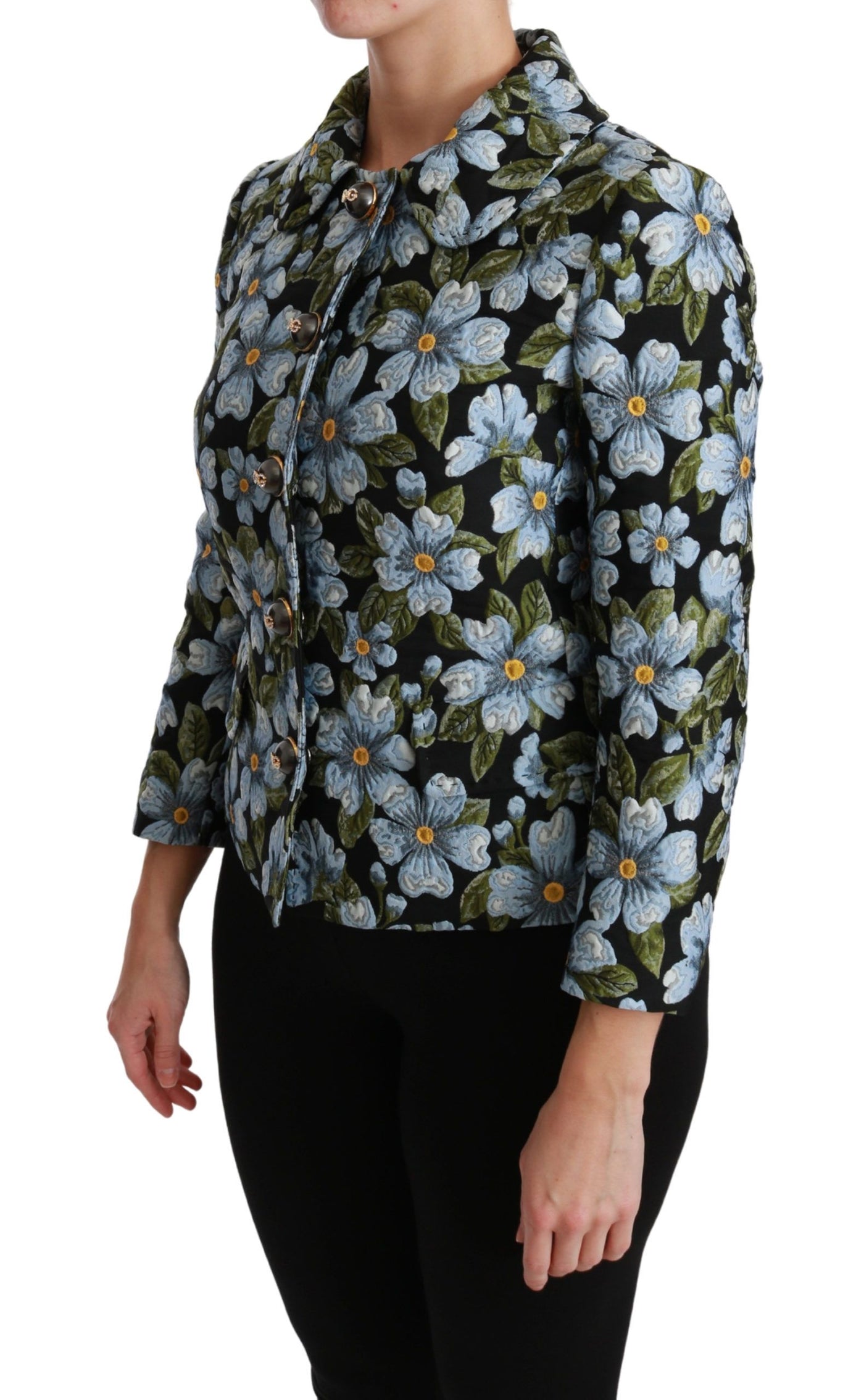 Dolce & Gabbana Multicolor Floral Blazer Mantel Polyester Jacke