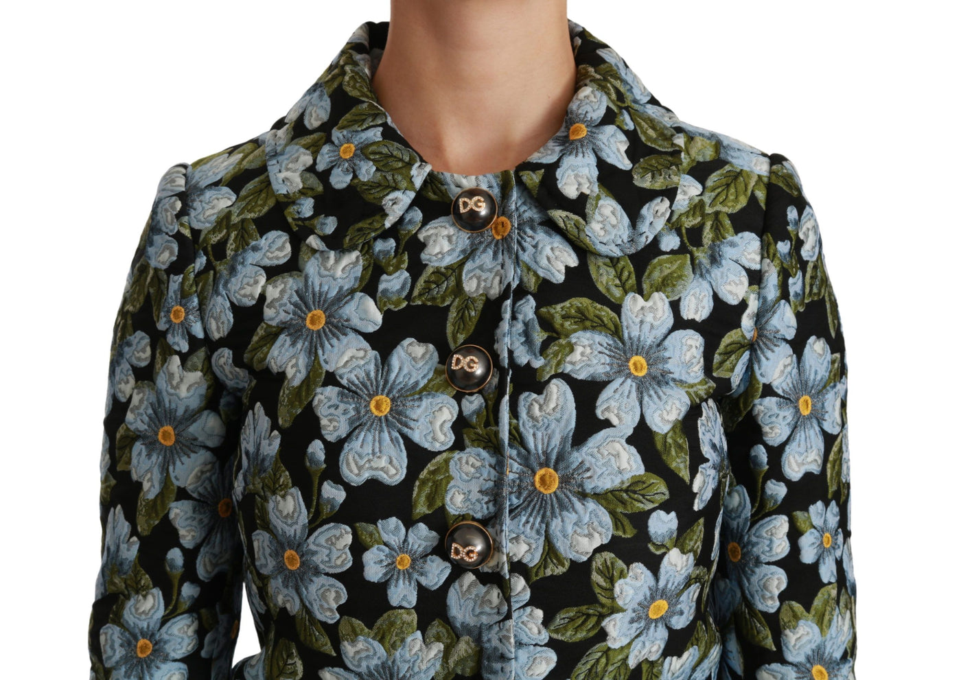 Dolce & Gabbana Multicolor Floral Blazer Mantel Polyester Jacke