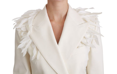 Dolce & Gabbana Weißer doppelreihiger Mantel Wolljacke