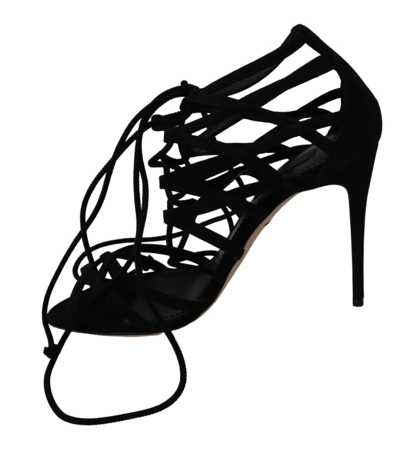 Dolce & Gabbana Schwarz Wildleder Riemen Stilettos Schuhe Sandalen