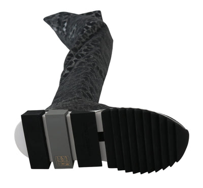 Dolce & Gabbana Grau Leopard High Top Sneakers Booties Schuhe