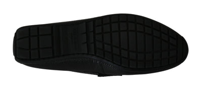 Dolce & Gabbana Schwarzes Eidechsenleder Flache Loafers Schuhe
