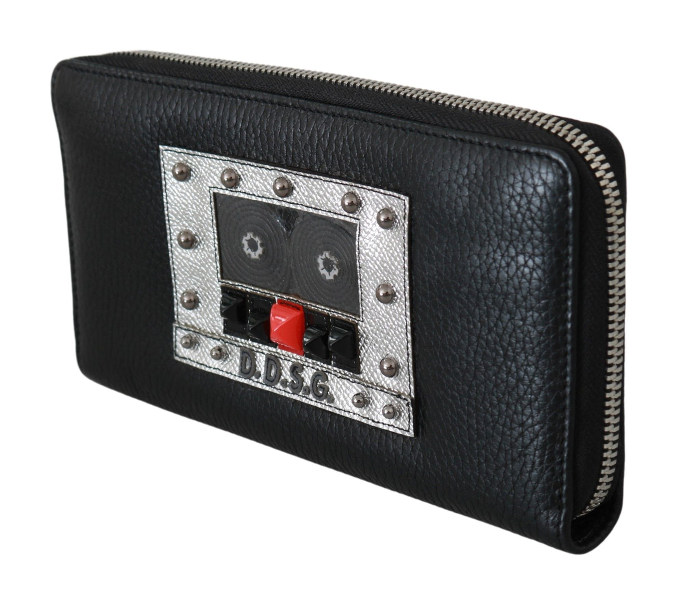 Dolce & Gabbana Schwarzer Herren-Reißverschluss Continental Geldbörse 100% Leder Brieftasche