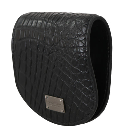 Dolce & Gabbana Schwarzes exotisches Skin Taschenkondom Etui Halter
