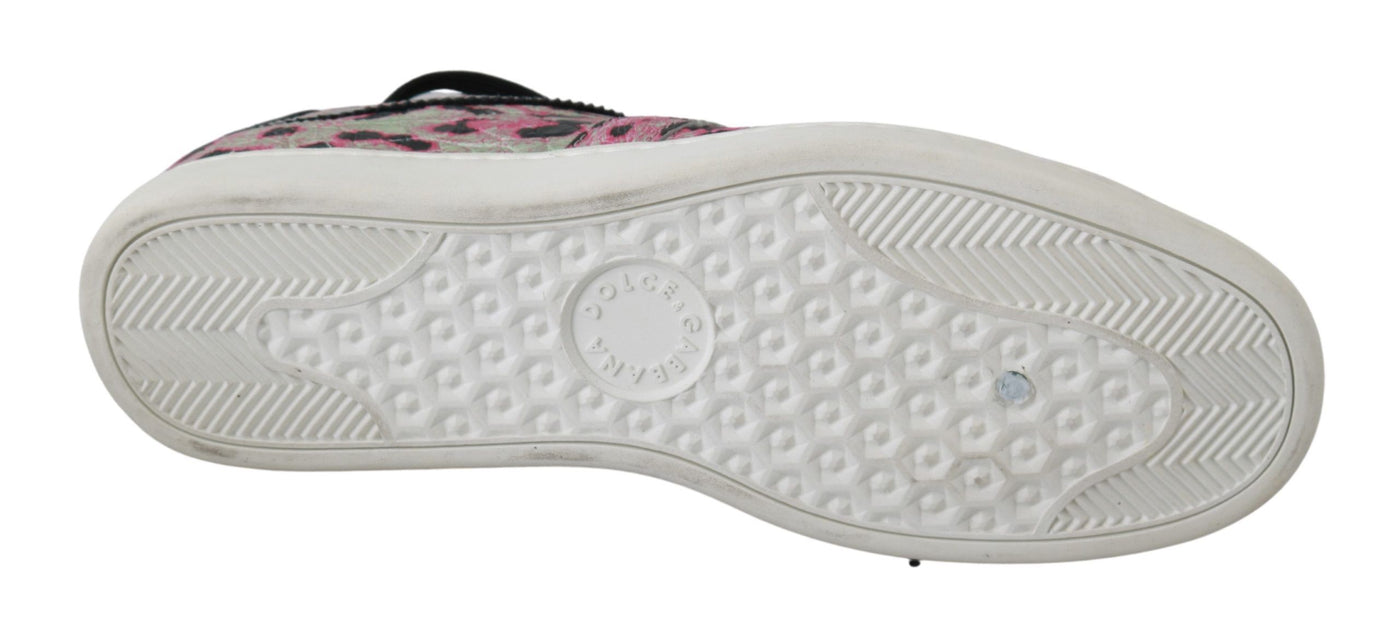 Dolce & Gabbana Rosa Leopard Print Training Leder Flache Turnschuhe