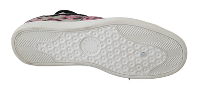 Dolce & Gabbana Rosa Leopard Print Training Leder Flache Turnschuhe
