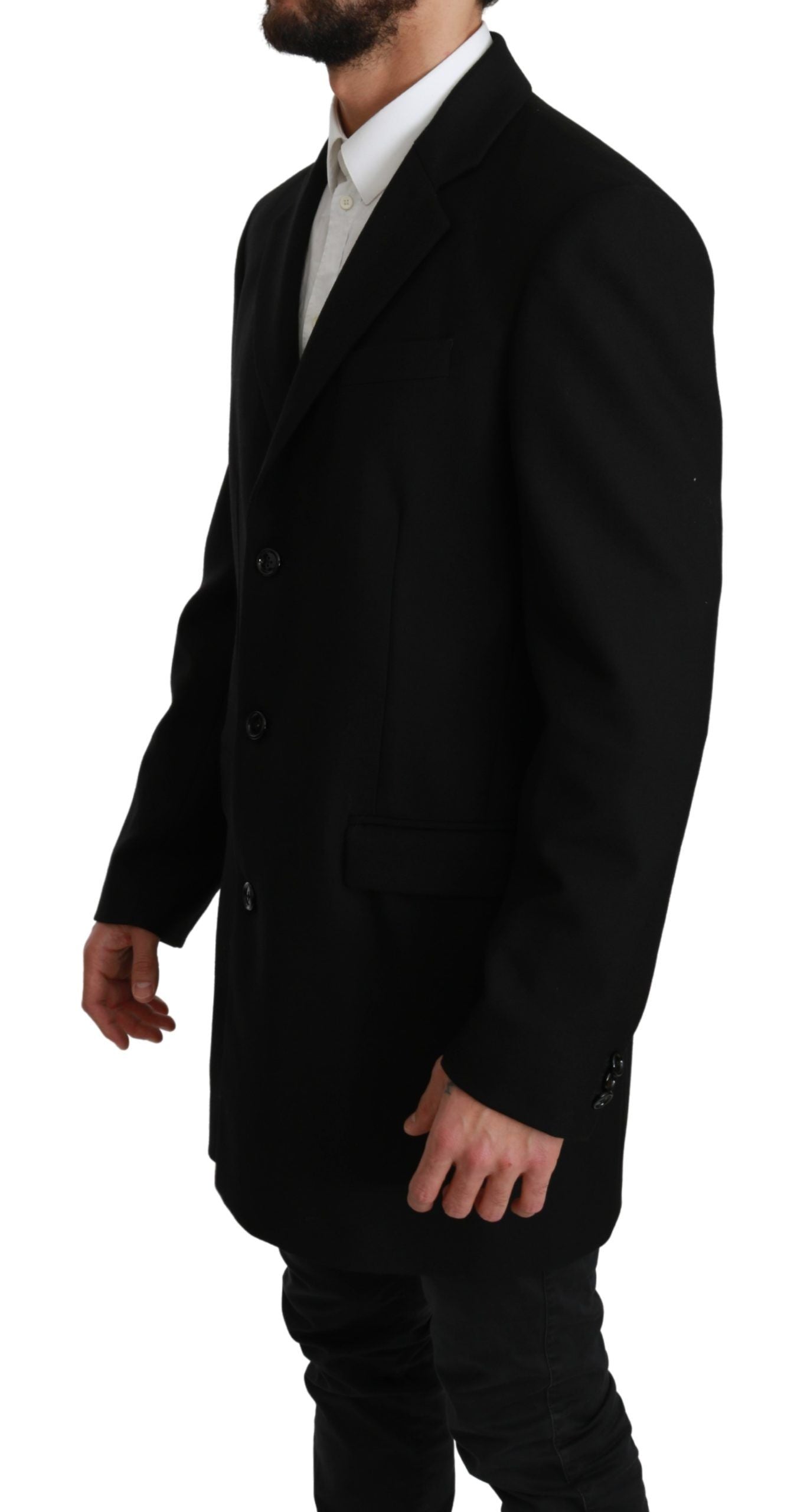 Dolce & Gabbana Schwarz 100% Wolle Jacke Mantel Blazer