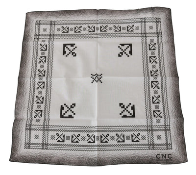 Costume National Weißes bedrucktes Bandana-Schal aus Baumwolle