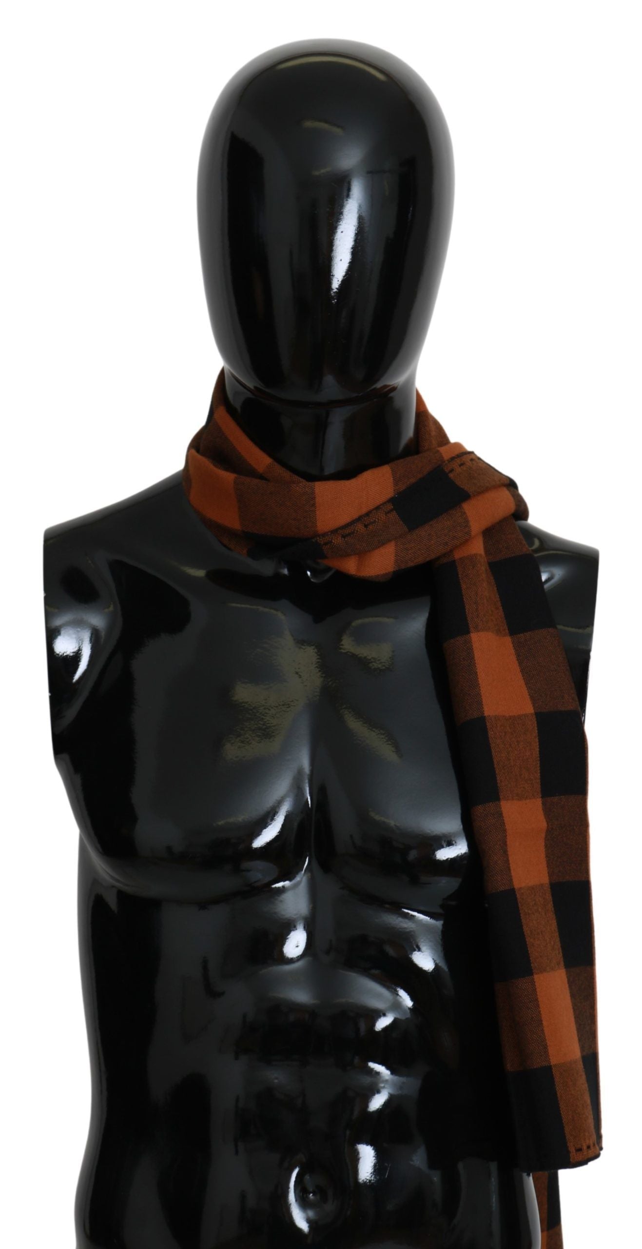 Costume National Orangefarbener karierter Halstuchschal