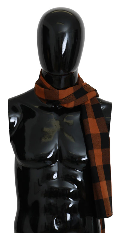 Costume National Orangefarbener karierter Halstuchschal