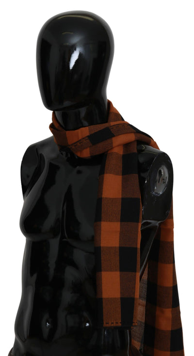 Costume National Orangefarbener karierter Halstuchschal