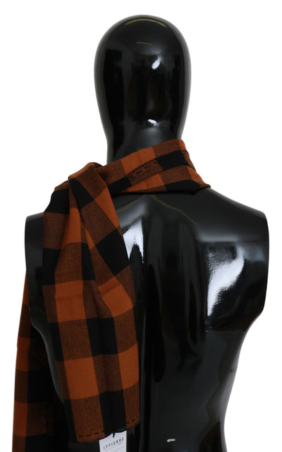 Costume National Orangefarbener karierter Halstuchschal