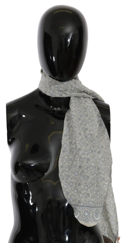 Ermanno Scervino Baumwolle Beige Blau Fantasy Print Schal
