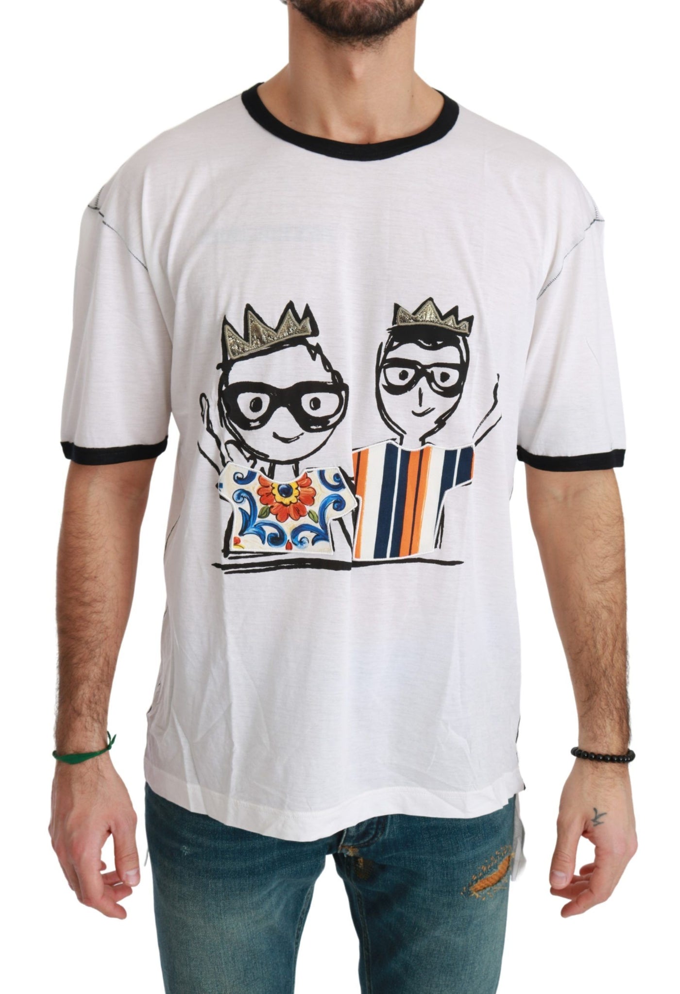Dolce & Gabbana Weißes Männer Print #dgfamily Baumwoll-T-Shirt