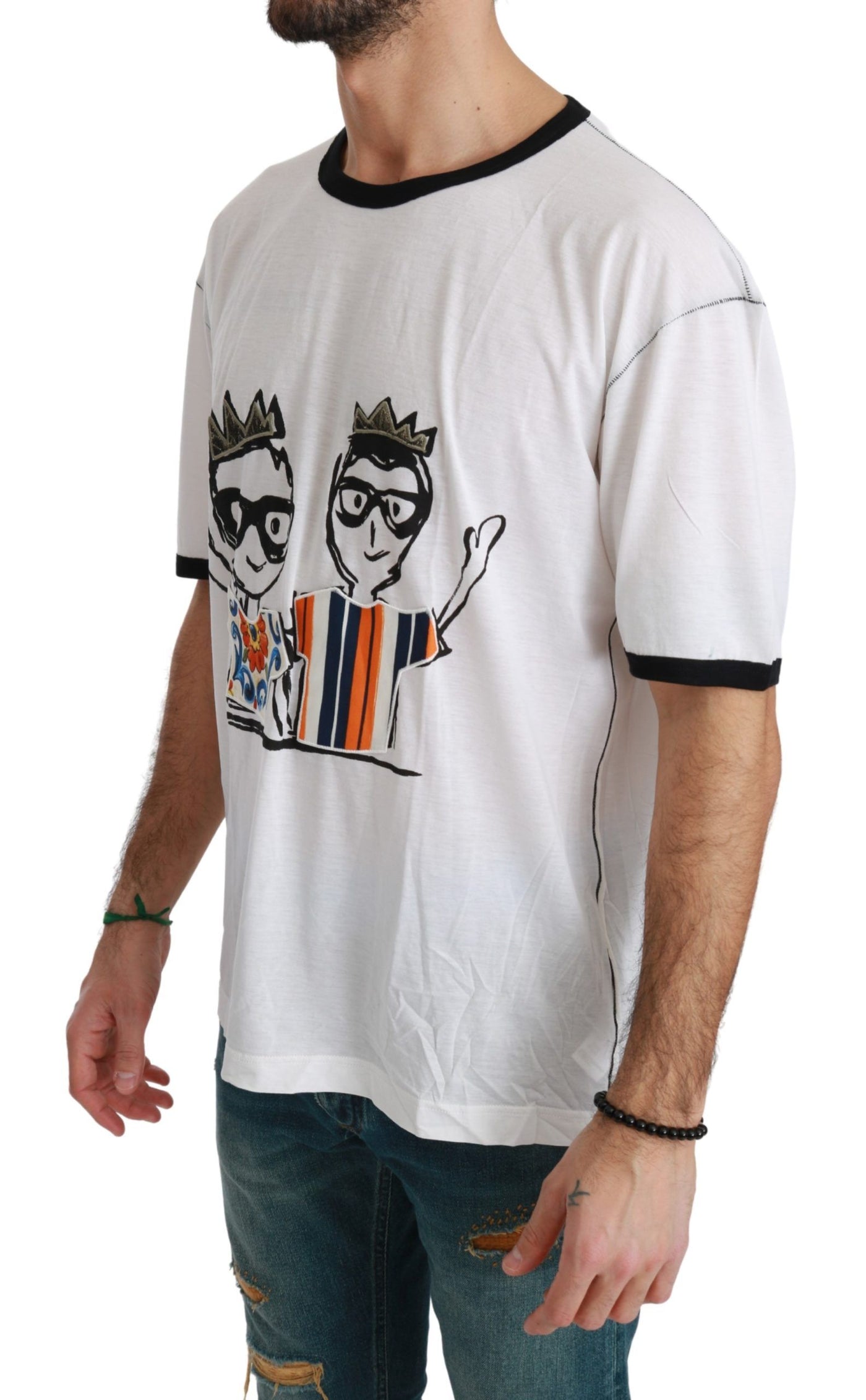 Dolce & Gabbana Weißes Männer Print #dgfamily Baumwoll-T-Shirt