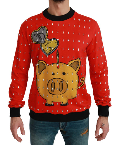 Dolce & Gabbana Roter Kristall-Schwein des Jahres Pullover