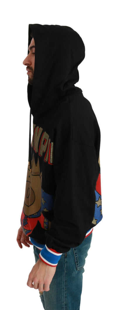 Dolce & Gabbana Schwarzer Pullover Schwein des Jahres mit Kapuze