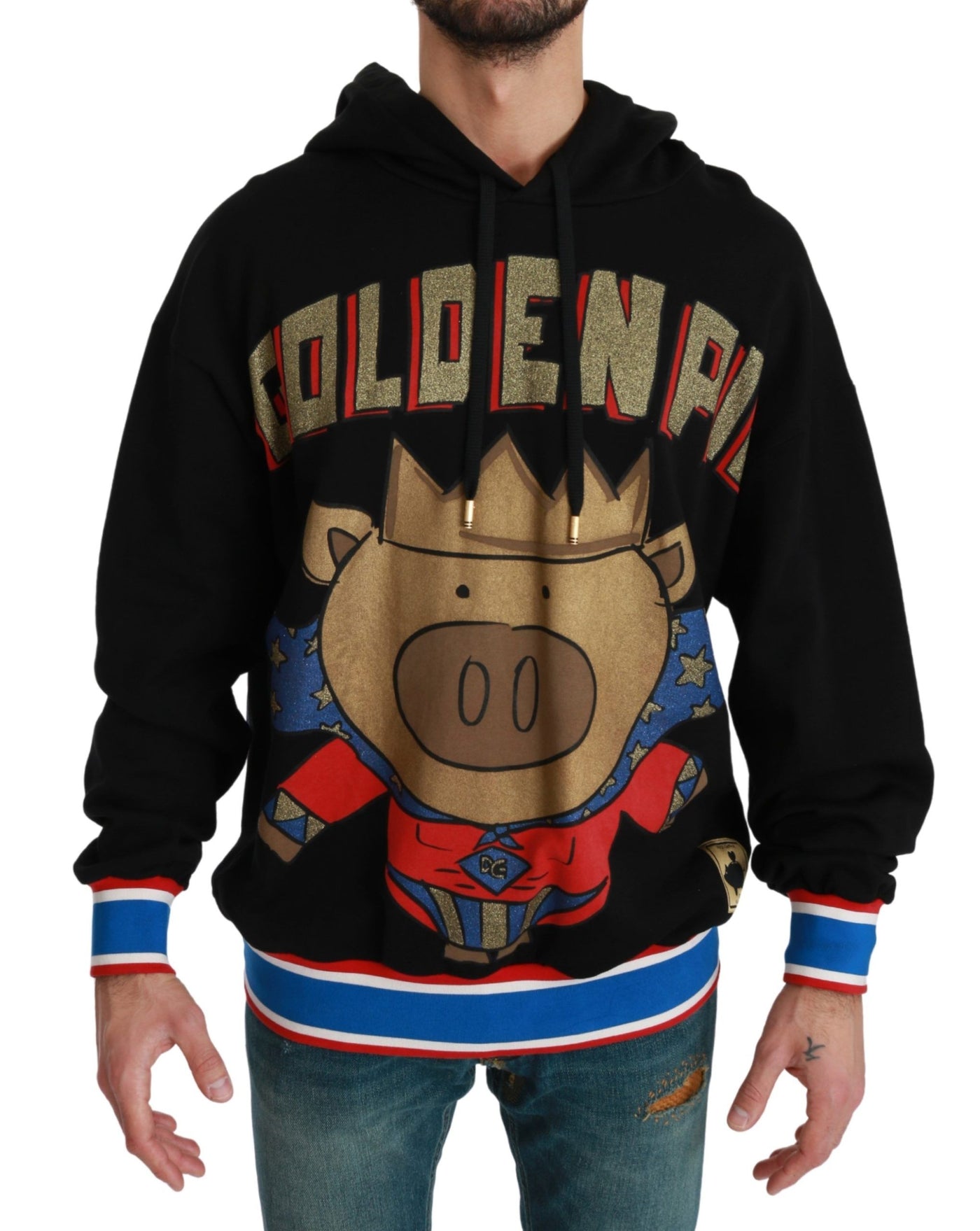 Dolce & Gabbana Schwarzer Pullover Schwein des Jahres mit Kapuze