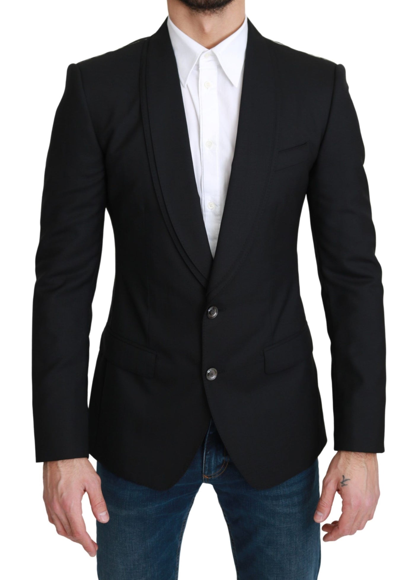 Dolce & Gabbana Schwarzer einreihiger formeller Wollblazer