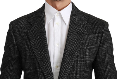 Dolce & Gabbana Graue karierte Jacke mit schmalem Schnitt Blazer