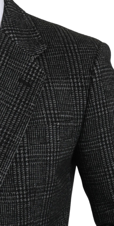 Dolce & Gabbana Graue karierte Jacke mit schmalem Schnitt Blazer