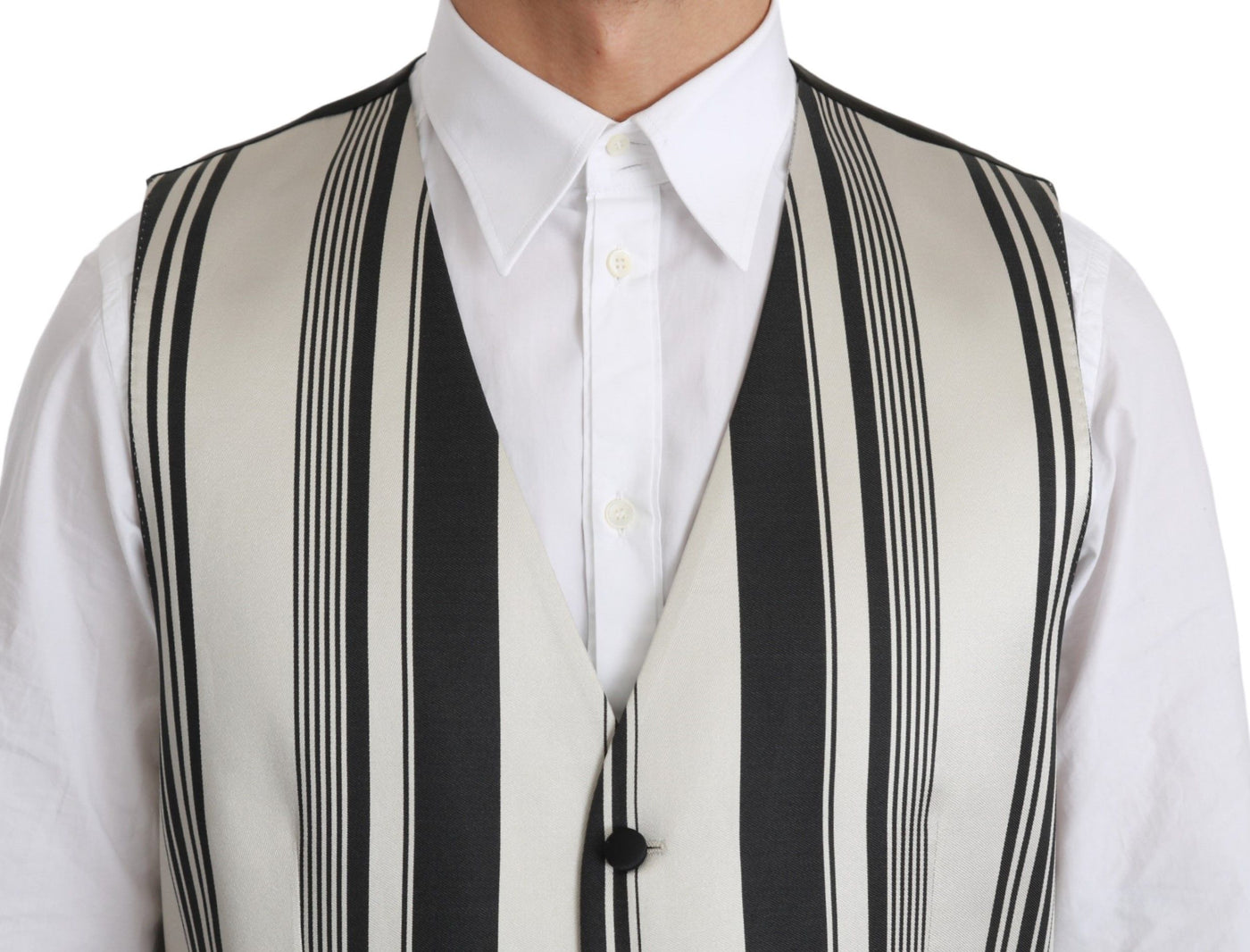 Dolce & Gabbana Weiß Schwarz Gestreift Weste Formelle Weste