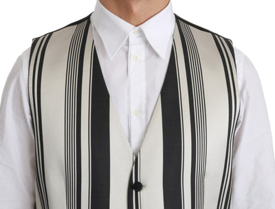 Dolce & Gabbana Weiß Schwarz Gestreift Weste Formelle Weste