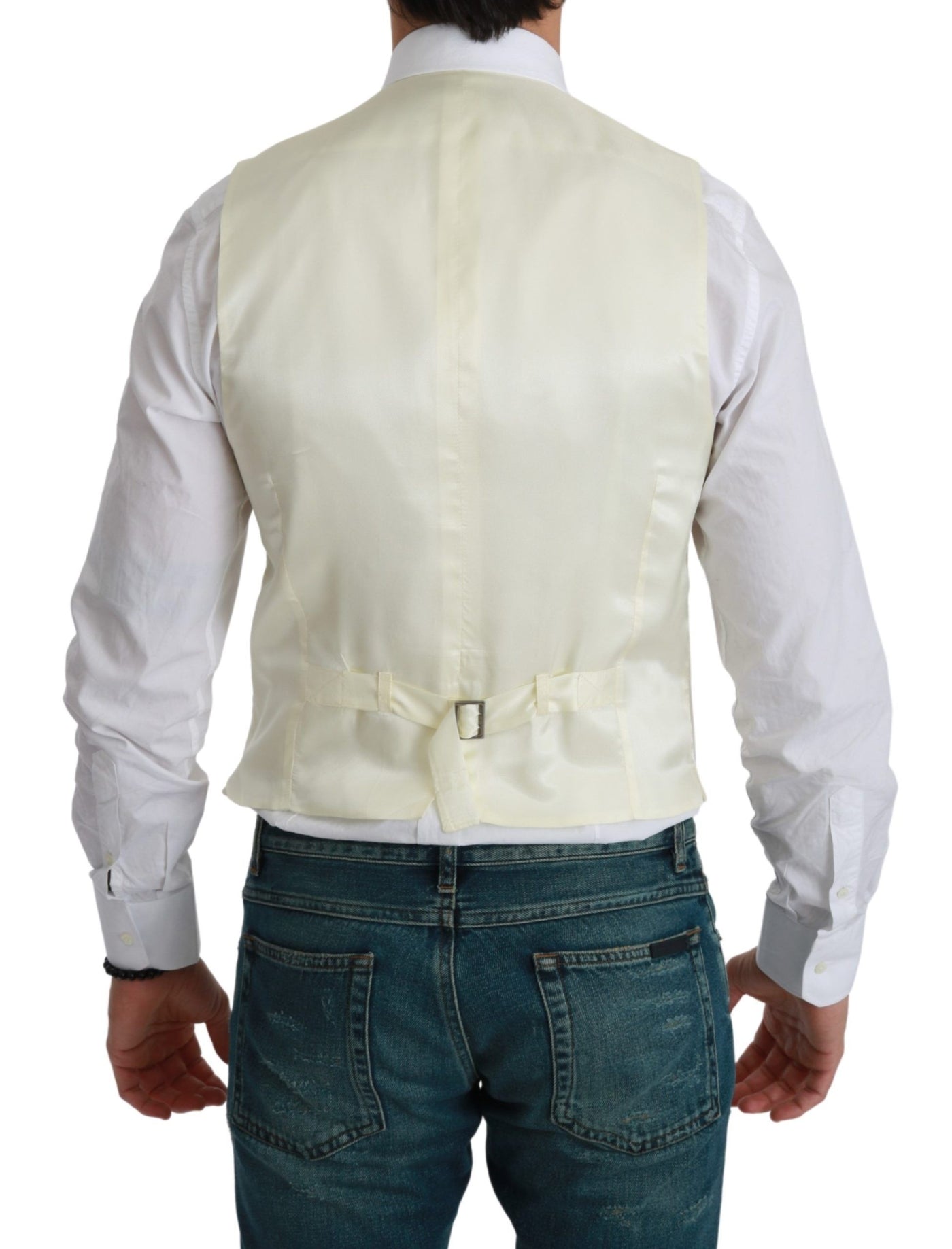 Dolce & Gabbana Weiße Weste Formale Wollweste
