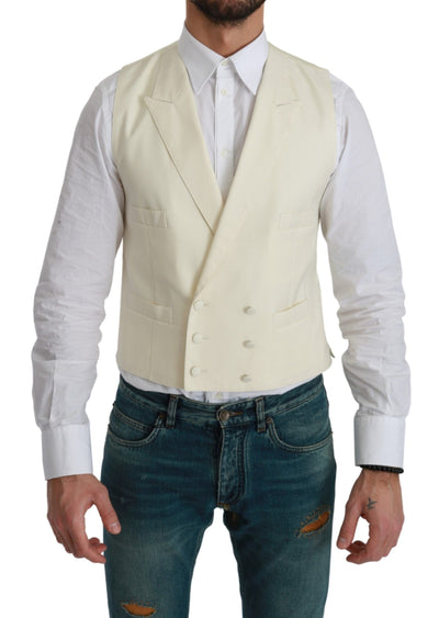 Dolce & Gabbana Weiße Weste Formale Wollweste